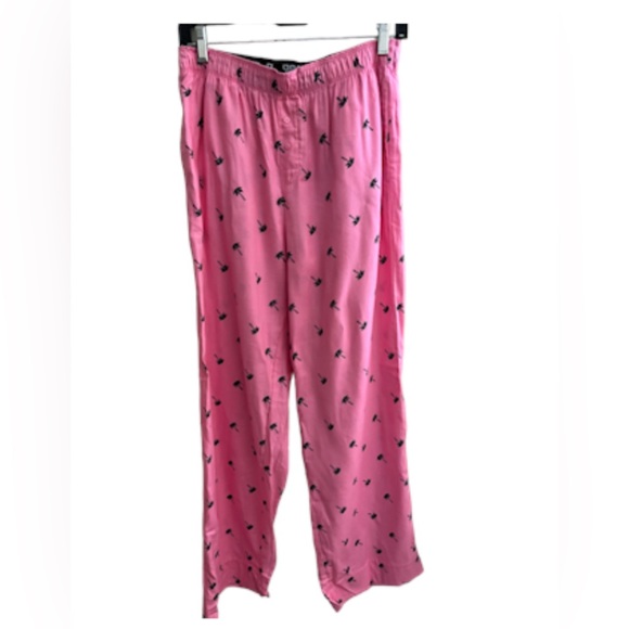PINK VS Palm Trees Print 🌴 Flannel Pajama Pants Sz:Small-OVERSIZED ..NWOT - Picture 5 of 15